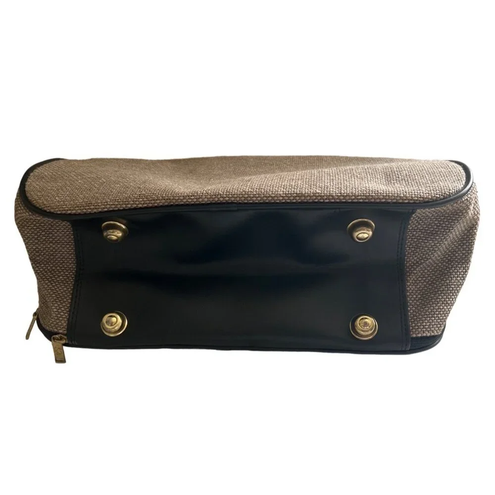 Oscar De La Renta Vintage Tan Tweed Carry On Luggage/Travel Bag